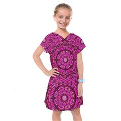 Happy Florals  Giving  Peace And Great Feelings Kids  Drop Waist Dress