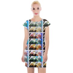 Twenty-seven Snowball Branch Collage Cap Sleeve Bodycon Dress