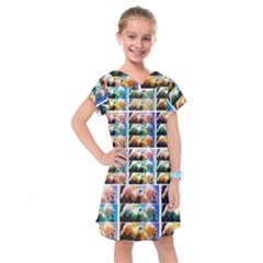 Twenty-seven Snowball Branch Collage Kids  Drop Waist Dress by okhismakingart