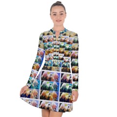 Twenty-seven Snowball Branch Collage Long Sleeve Panel Dress