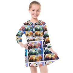 Twenty-seven Snowball Branch Collage Kids  Quarter Sleeve Shirt Dress by okhismakingart