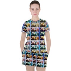 Twenty-seven Snowball Branch Collage Women s Tee and Shorts Set