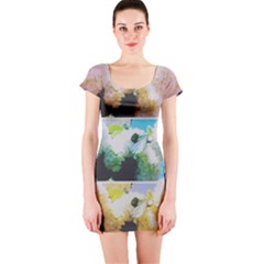 Faded Snowball Branch Collage (ii) Short Sleeve Bodycon Dress by okhismakingart