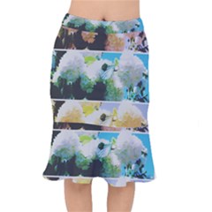 Faded Snowball Branch Collage (ii) Short Mermaid Skirt by okhismakingart