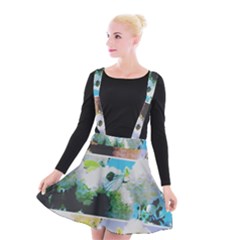 Faded Snowball Branch Collage (ii) Suspender Skater Skirt by okhismakingart