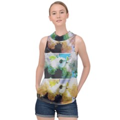 Faded Snowball Branch Collage (II) High Neck Satin Top