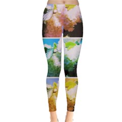 Bright Snowball Branch Collage (iii) Leggings  by okhismakingart