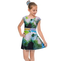 Bright Snowball Branch Collage (III) Kids  Cap Sleeve Dress