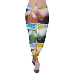 Bright Snowball Branch Collage (III) Velvet Leggings