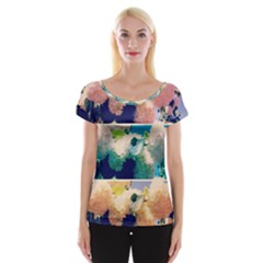 Washed Out Snowball Branch Collage (iv) Cap Sleeve Top by okhismakingart
