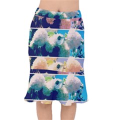 Washed Out Snowball Branch Collage (iv) Short Mermaid Skirt by okhismakingart