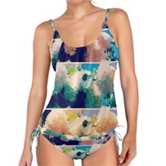 Washed Out Snowball Branch Collage (iv) Tankini Set by okhismakingart
