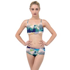 Washed Out Snowball Branch Collage (iv) Layered Top Bikini Set by okhismakingart