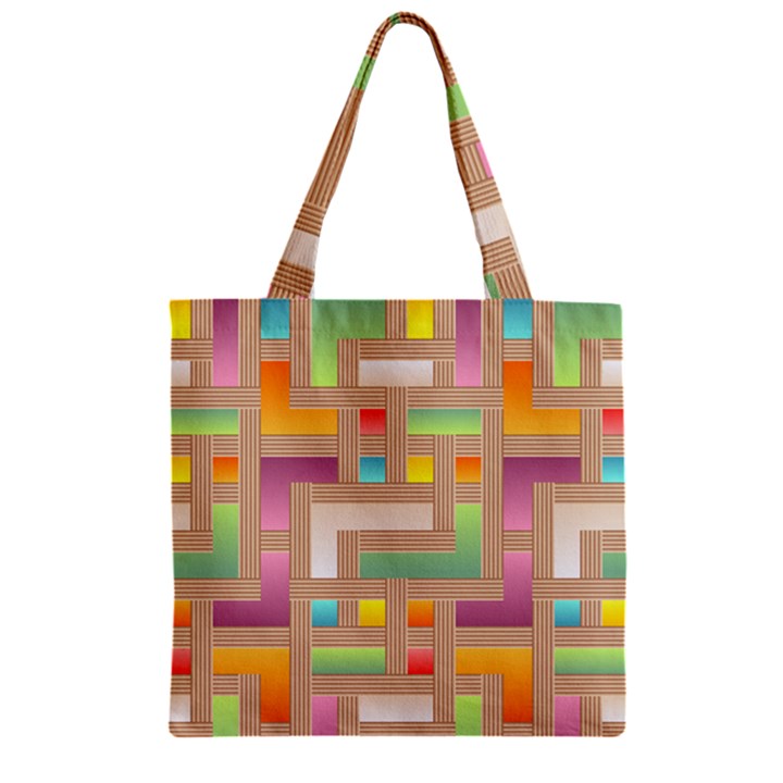 Abstract Background Colorful Zipper Grocery Tote Bag