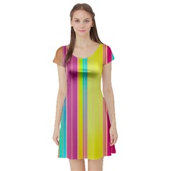 Background Colorful Abstract Short Sleeve Skater Dress