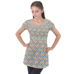 Seamless Pattern Background Abstract Puff Sleeve Tunic Top by Pakrebo