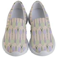 Spoon Pattern Illustrator Green Kids  Lightweight Slip Ons by Pakrebo