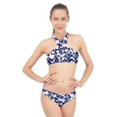 Flowers Garden Textiles Fabric High Neck Bikini Set by Pakrebo