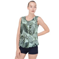 Medellin Leaves Tropical Jungle Bubble Hem Chiffon Tank Top