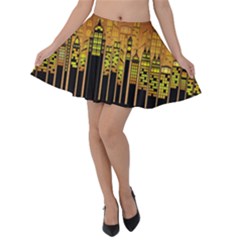 Buildings Skyscrapers City Velvet Skater Skirt by Pakrebo