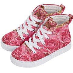 Roses Noble Roses Romantic Pink Kids  Hi-top Skate Sneakers by Pakrebo