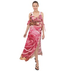 Roses Noble Roses Romantic Pink Maxi Chiffon Cover Up Dress by Pakrebo