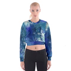 Wonderful Elegant Floral Design Cropped Sweatshirt by FantasyWorld7