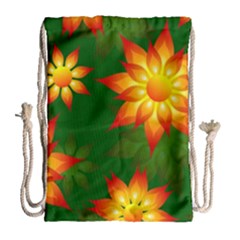 Flower Pattern Floral Non Seamless Drawstring Bag (large)