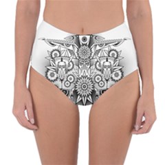 Forest Patrol Tribal Abstract Reversible High-waist Bikini Bottoms by Pakrebo