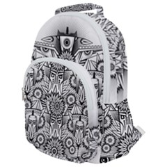 Forest Patrol Tribal Abstract Rounded Multi Pocket Backpack by Pakrebo