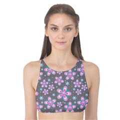 Seamless Pattern Flowers Pink Tank Bikini Top by Pakrebo