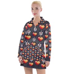 Love Heart Background Women s Long Sleeve Casual Dress