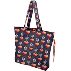 Love Heart Background Drawstring Tote Bag by Pakrebo