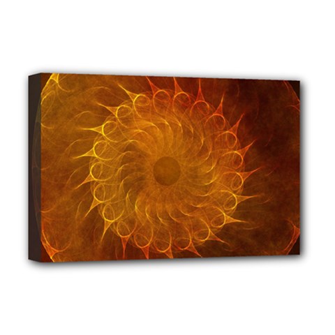 Orange Warm Hues Fractal Chaos Deluxe Canvas 18  X 12  (stretched) by Pakrebo