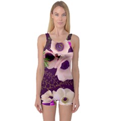 Flowers One Piece Boyleg Swimsuit