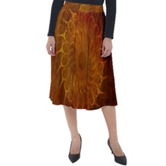 Orange Warm Hues Fractal Chaos Classic Velour Midi Skirt  by Pakrebo