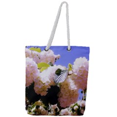 Pink Snowball Branch  Full Print Rope Handle Tote (Large)