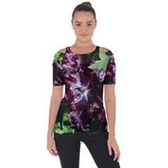 Galaxy Tulip Shoulder Cut Out Short Sleeve Top by okhismakingart