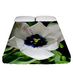 Blue Centered Tulip Fitted Sheet (california King Size)