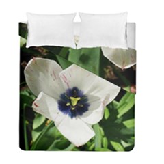 Blue Centered Tulip Duvet Cover Double Side (full/ Double Size)