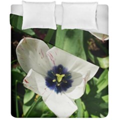 Blue Centered Tulip Duvet Cover Double Side (california King Size)