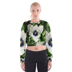 Blue Centered Tulip Cropped Sweatshirt