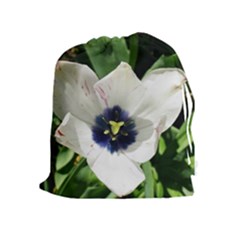 Blue Centered Tulip Drawstring Pouch (xl)