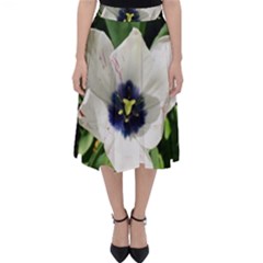 Blue Centered Tulip Classic Midi Skirt by okhismakingart