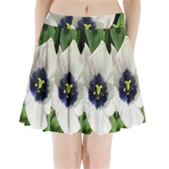 Blue Centered Tulip Pleated Mini Skirt