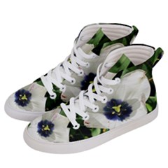 Blue Centered Tulip Women s Hi-top Skate Sneakers