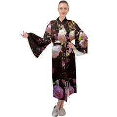 Purple Snowballs Maxi Tie Front Velour Kimono by okhismakingart