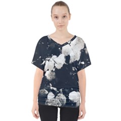 High Contrast Black And White Snowballs Ii V-neck Dolman Drape Top by okhismakingart