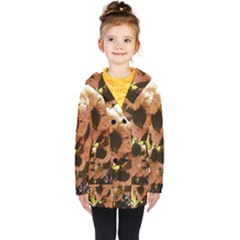 Yellow-pink Snowballs Kids  Double Breasted Button Coat