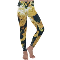 Yellow Snowballs Kids  Lightweight Velour Classic Yoga Leggings